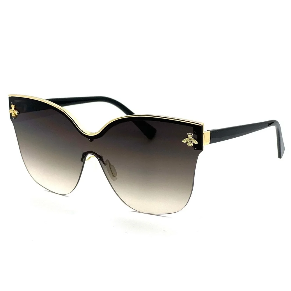 Rimless Shield Sunglasses Bee Gold UV400 Protection Fashion Shades Eye‎ Glasses